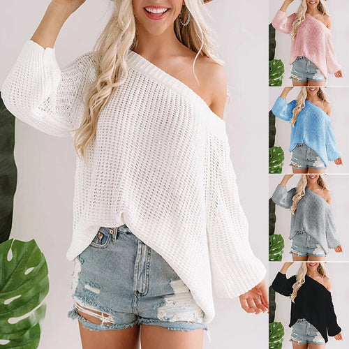 Damen Oversize Strickpullover mit Off-Shoulder Ajourmuster und weitem Saum Echo Archiv