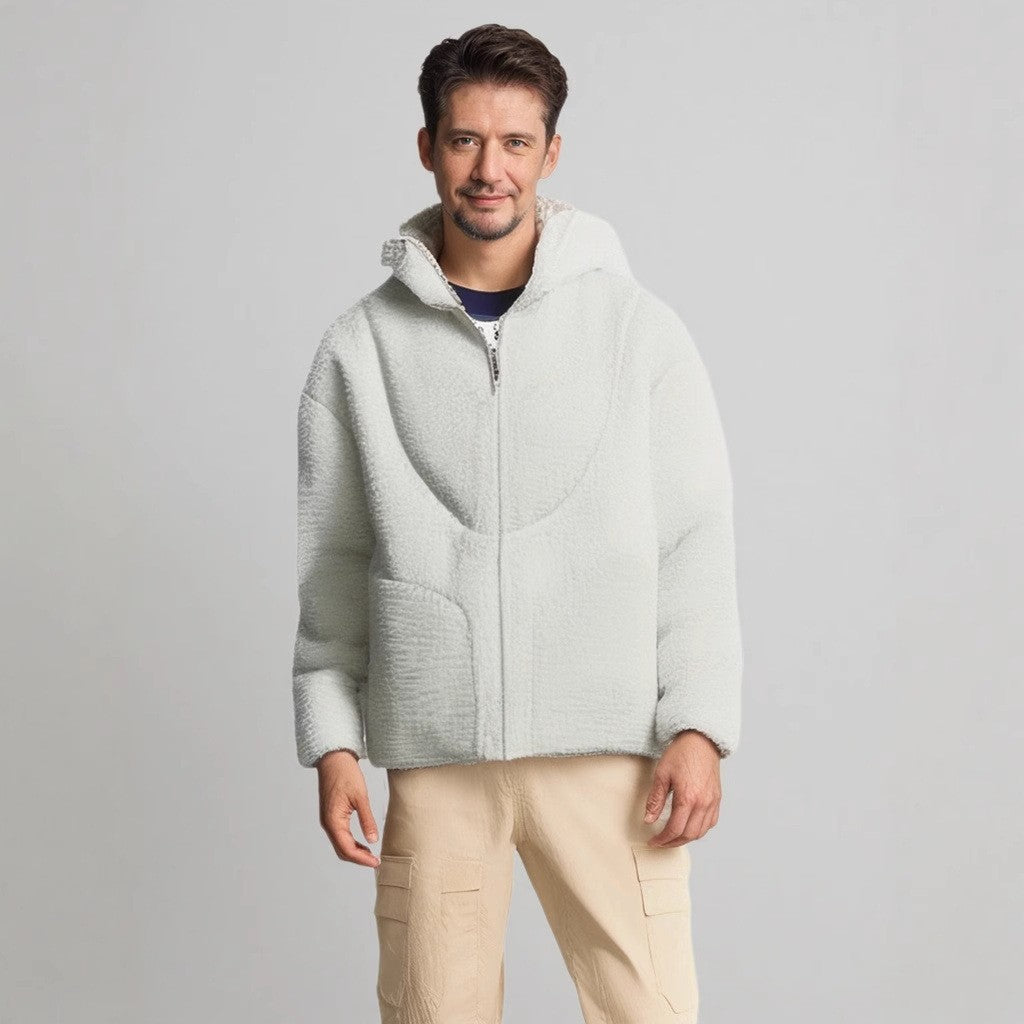 Herren Gemütliche Teddyjacke mit Kontrastnähten Echoarchiv