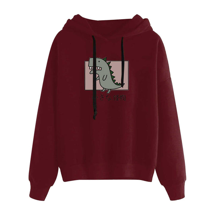 Damen kurz geschnittener Cropped-Kapuzenpullover mit niedlicher Frosch-Illustration und verstellbarer Kapuze – Auréline