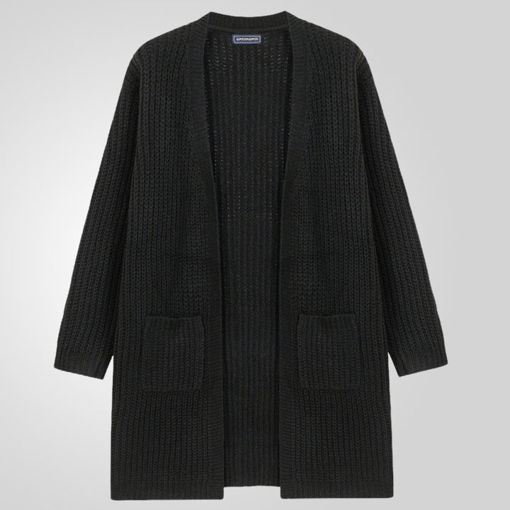 Herren Großer Strickcardigan mit tiefem Schnitt und strukturiertem Design Echoarchiv