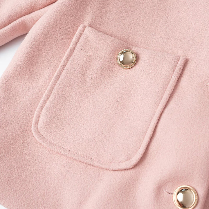 Damen Kurzjacke aus Wollmix mit Rundhalsausschnitt, aufgesetzten Taschen und goldenen Zierknöpfen Echoarchiv