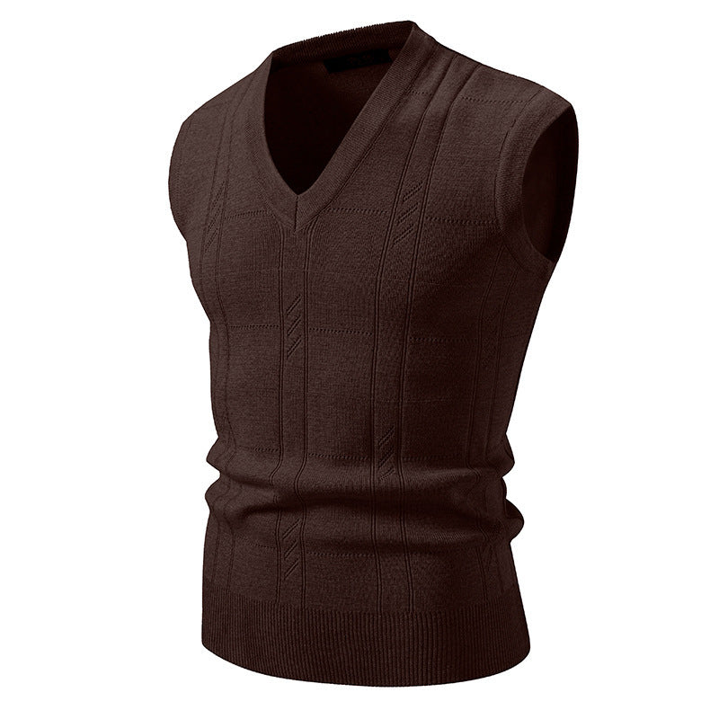 Herren ärmellose Strickjacke mit V-Ausschnitt und strukturiertem Design Echoarchiv