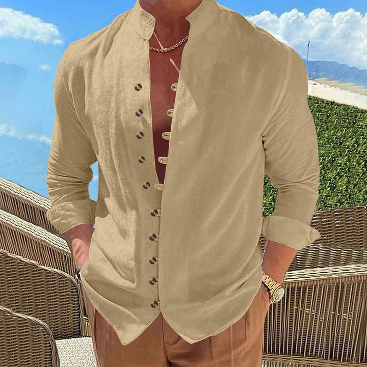 Herren Langarm-Hemd mit modischem Knopfdesign Echoarchiv