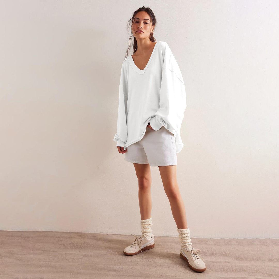 Oversized SwEchoarchivtshirt Damen mit V-Ausschnitt