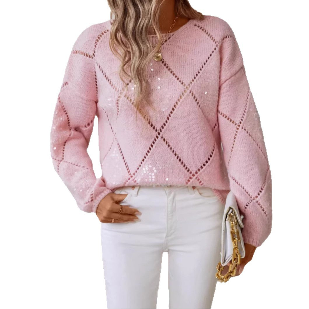 Damen Modischer Pullover mit Glitzerakzenten – Mavelle