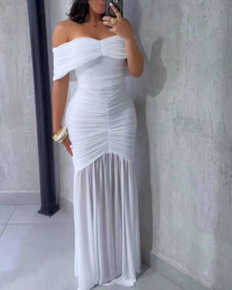 Damen Off-Shoulder Maxikleid mit elegantem Raffungseffekt Echo Archiv