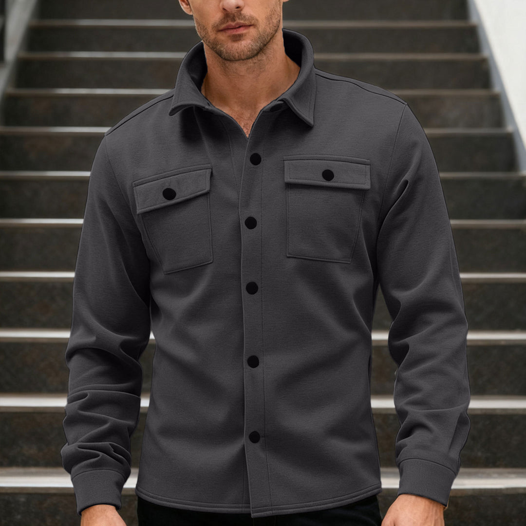 Herren nan Twill-Overshirt mit Hemdkragen, aufgesetzten Brustklappen und geradem Saum Echo Archiv