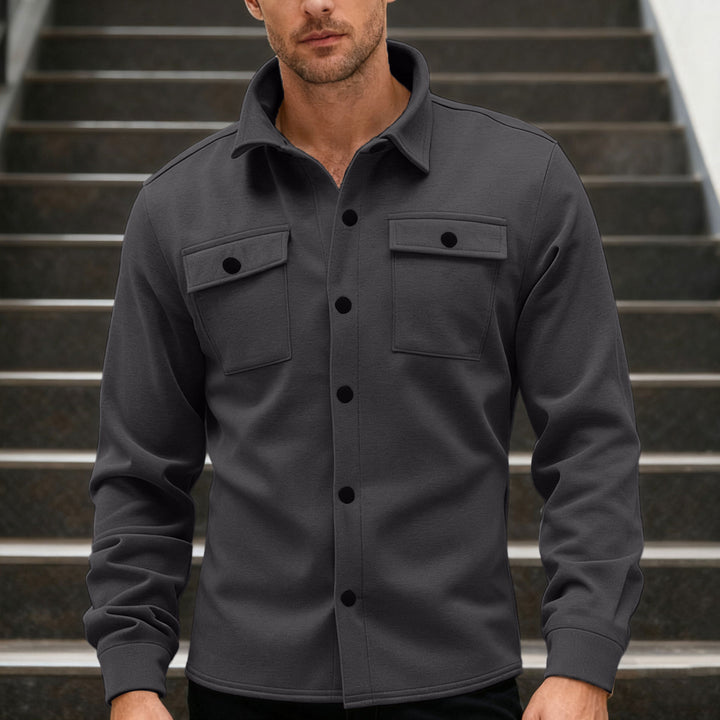Herren nan Twill-Overshirt mit Hemdkragen, aufgesetzten Brustklappen und geradem Saum Echo Archiv