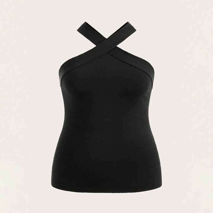 Damen Crop-Top mit schickem Kreuz-Ausschnitt und figurbetontem Schnitt Echo Archiv