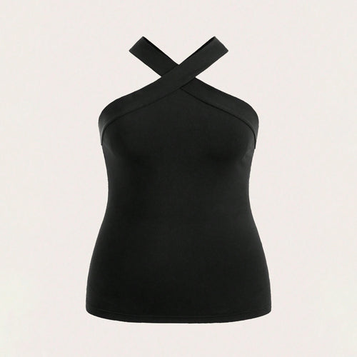 Damen Crop-Top mit schickem Kreuz-Ausschnitt und figurbetontem Schnitt Echo Archiv