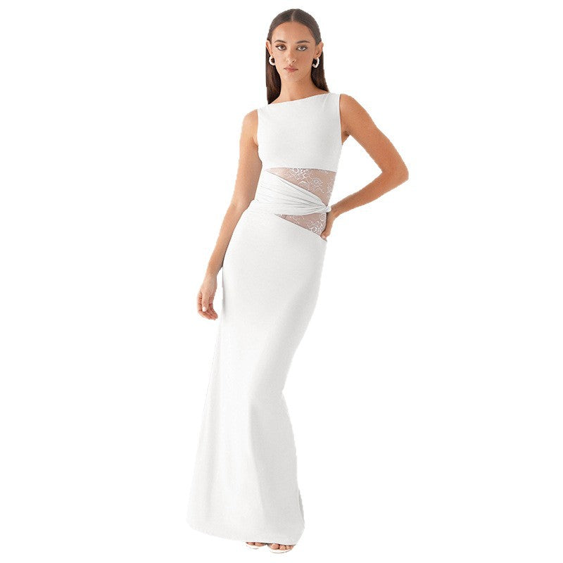 Damen Elegantes langes Kleid mit raffinierten Spitzendetails Echo Archiv