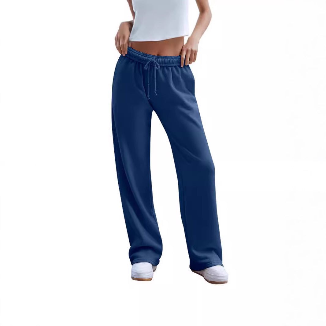 Damen weite Komfort-Loungehose mit hochgeschnittener Taille, elastischem Bund und Kordelzug – Avélisse