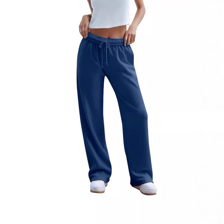 Damen weite Komfort-Loungehose mit hochgeschnittener Taille, elastischem Bund und Kordelzug – Avélisse