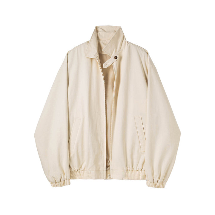 Herren Minimalistische Harrington-Übergangsjacke mit Stehkragen, Kinnschutzriegel und elastischem Saum Echoarchiv