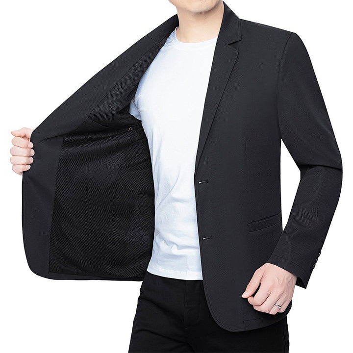 Herren Blazer schlanker Schnitt Business-Casual mit atmungsaktivem Meshfutter und Stretch – Tianoro