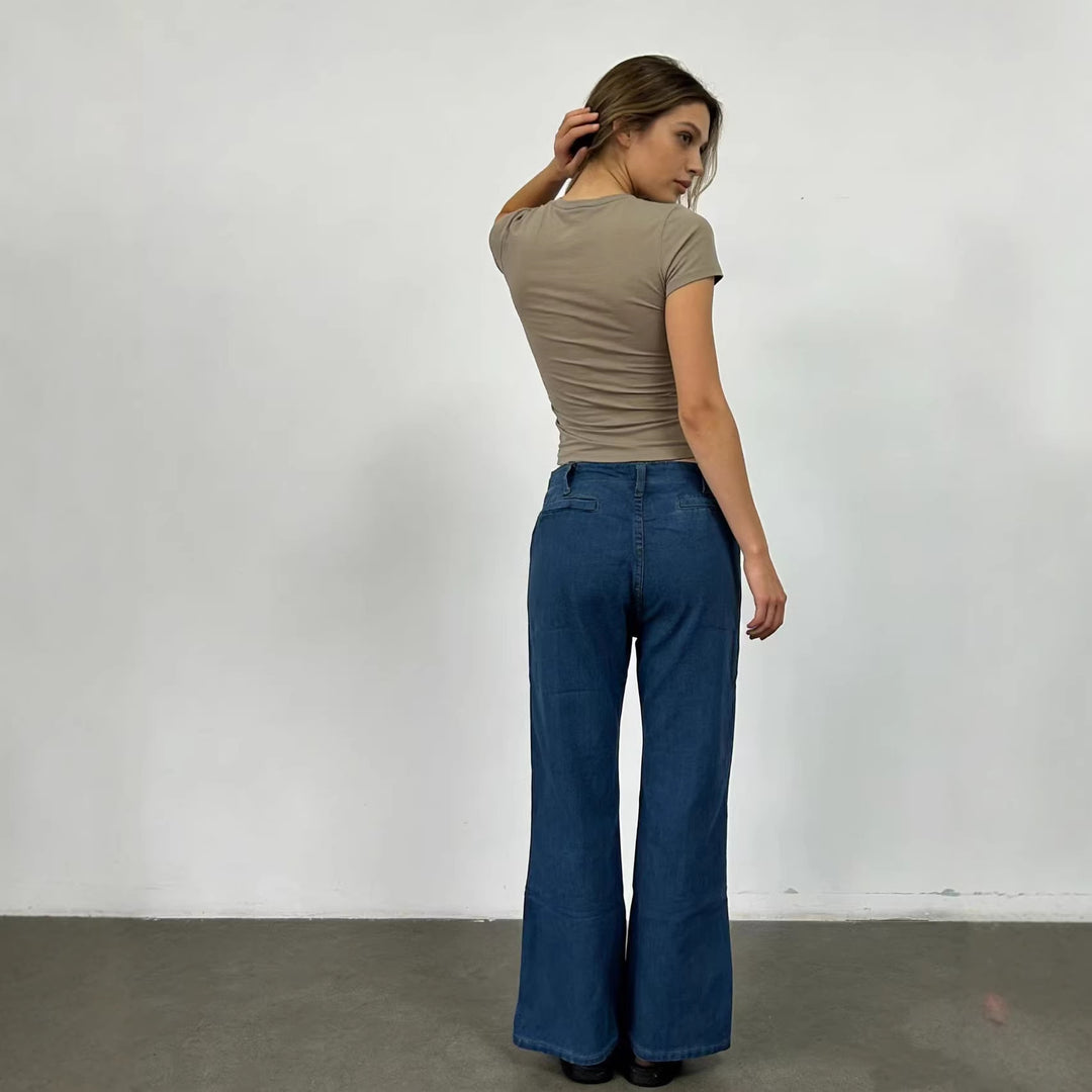 Damen Bootcut-Jeans mit hohem Bund und knöpfbarem Verschluss Echo Archiv