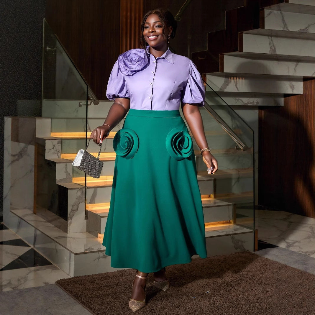 Damen Elegantes Kleid mit dekorativen Blumenapplikationen Echo Archiv