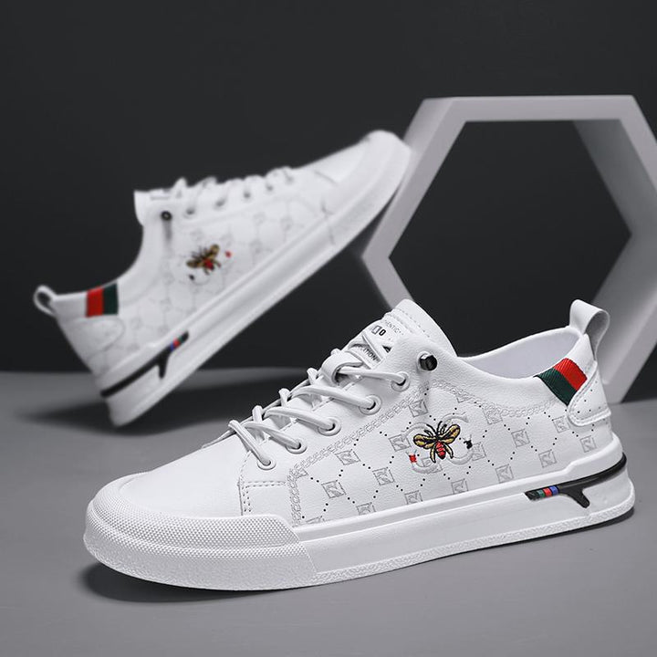 Herren Eleganter Low-Top Sneaker aus Kunstleder mit gestickter Bienen-Applikation – Norré