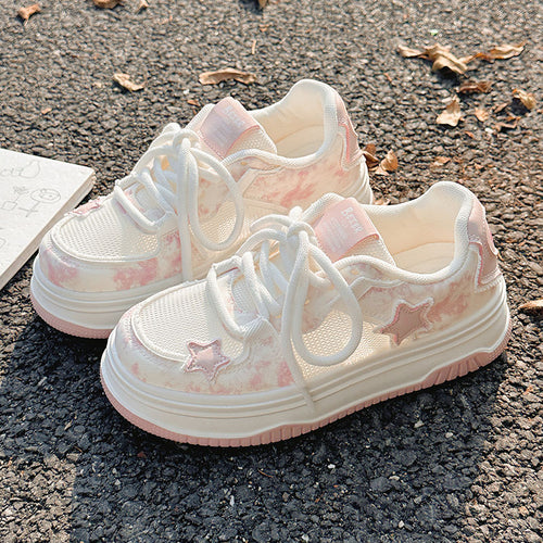 Damen Volumen‑Sneaker mit dekorativen Sterneinsätzen, Multi‑Layer‑Plateau und atmungsaktiver Mesh‑Konstruktion – Névara