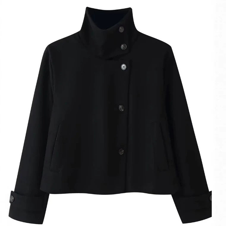 Damen Kurzjacke im Boxy‑Cut mit hohem Stehkragen und Hornknöpfen Echo Archiv