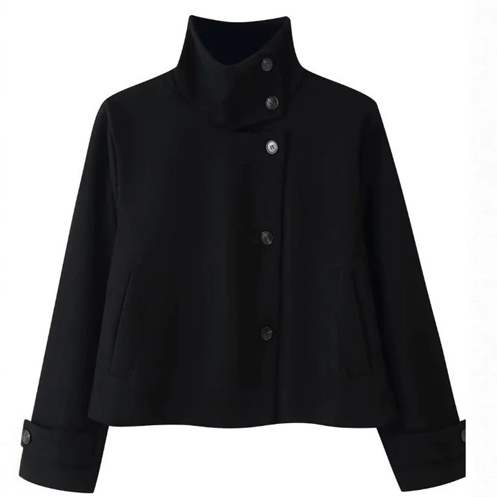 Damen Kurzjacke im Boxy‑Cut mit hohem Stehkragen und Hornknöpfen Echo Archiv