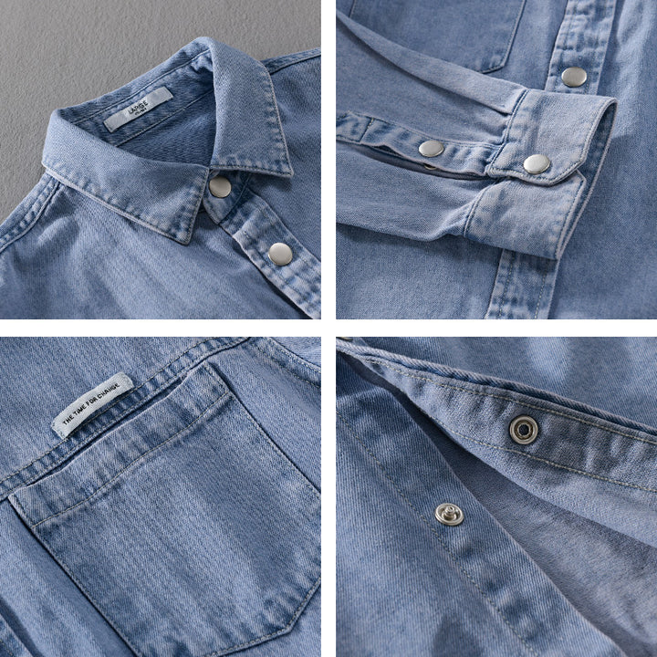 Herren Jeans-Worker-Overshirt im Hemdjacken-Stil mit Brusttaschen Echoarchiv