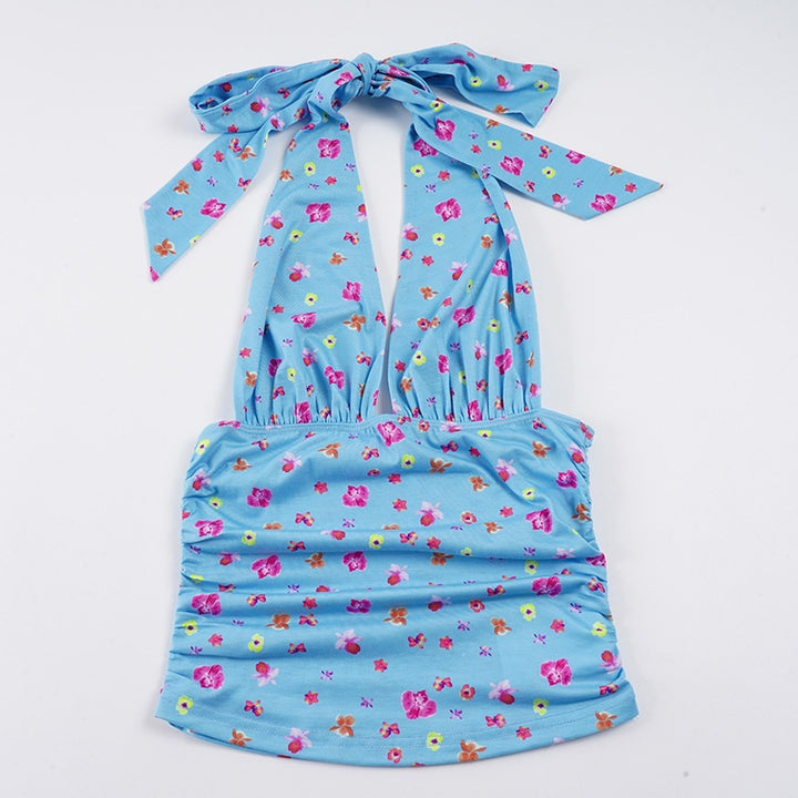 Damen Sommerliches Oberteil mit floralem Design und seitlichen Bindebändern Echo Archiv