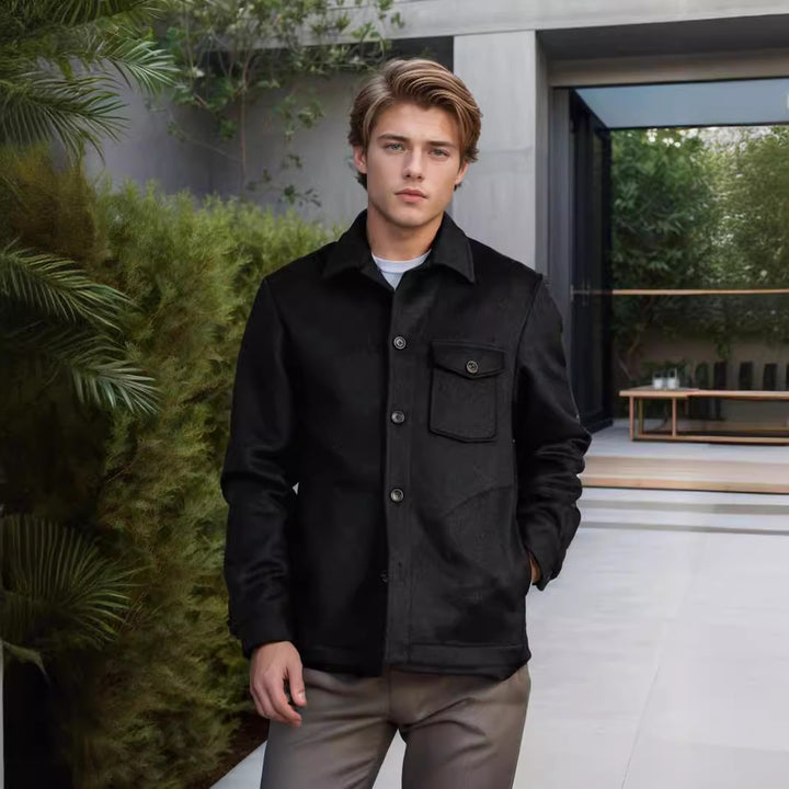 Herren modische Wolljacke mit Brusttasche und Knopfdetails Echoarchiv