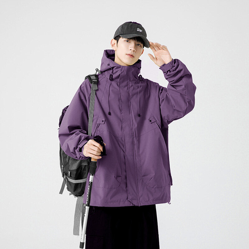 Herren Windbreaker-Jacke mit verstellbarem Kapuzenkragen und praktischen Taschen Echoarchiv