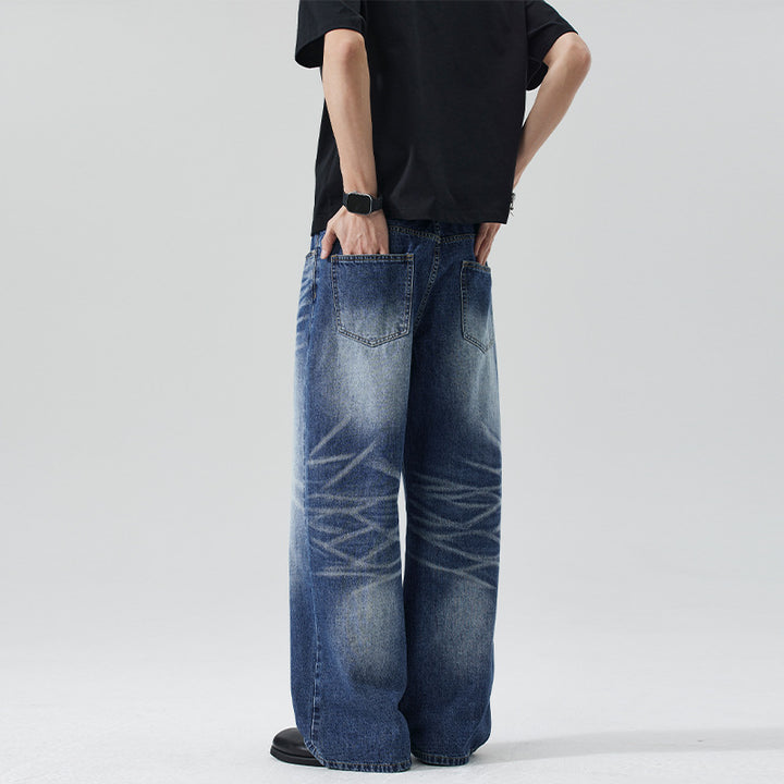 Herren Extraweite Stonewashed-Denim-Jeans mit starkem Fade-Effekt Echo Archiv