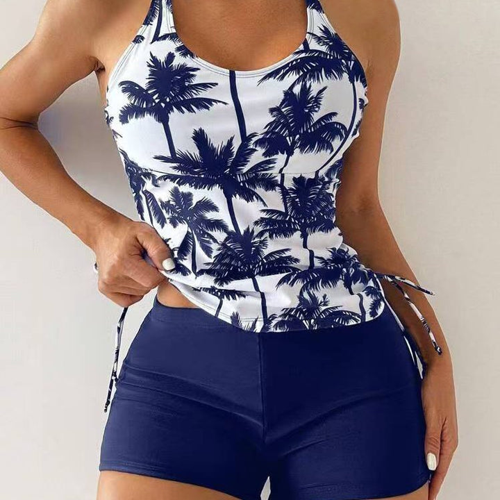 Damen Sportliches Tankini-Set mit modischem Palmendruck und hoher Taille Echo Archiv