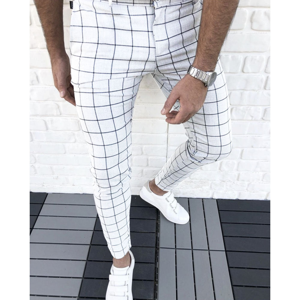 Herren Karierte Anzughose im Slim Fit Stil Echoarchiv