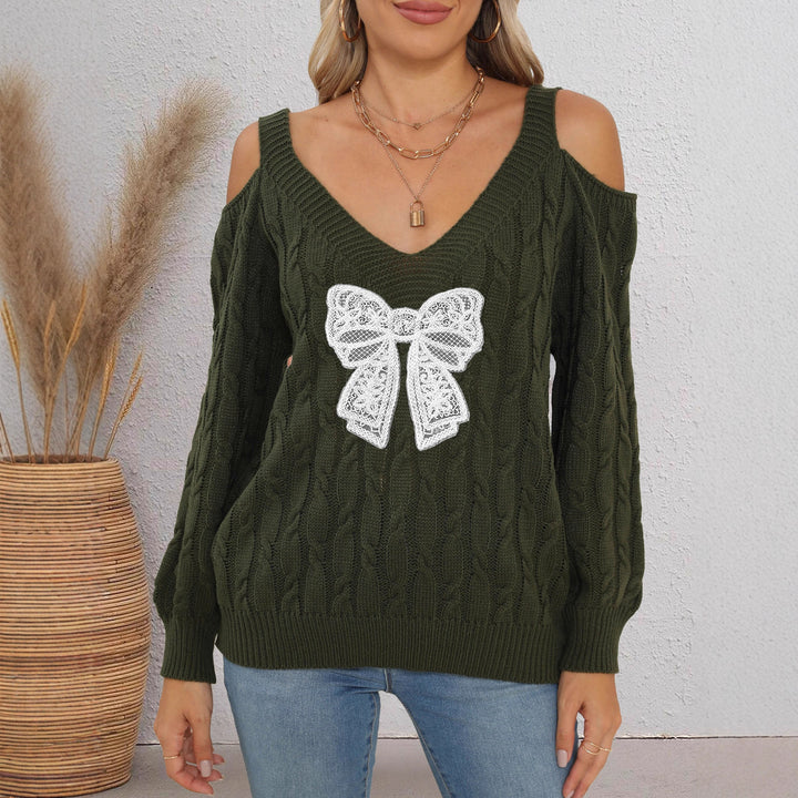 Damen modischer Pullover mit verspielt eingestricktem Schleifenmotiv Echo Archiv