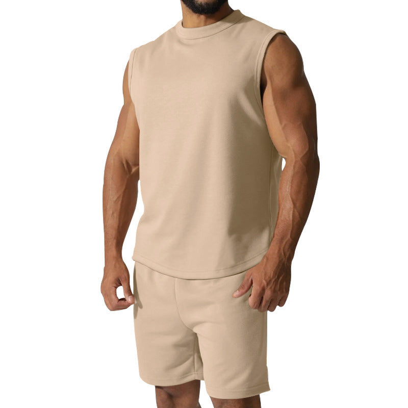 Herren Sportliches ärmelloses Trainingsset mit bequemen Shorts und atmungsaktivem Material Echoarchiv
