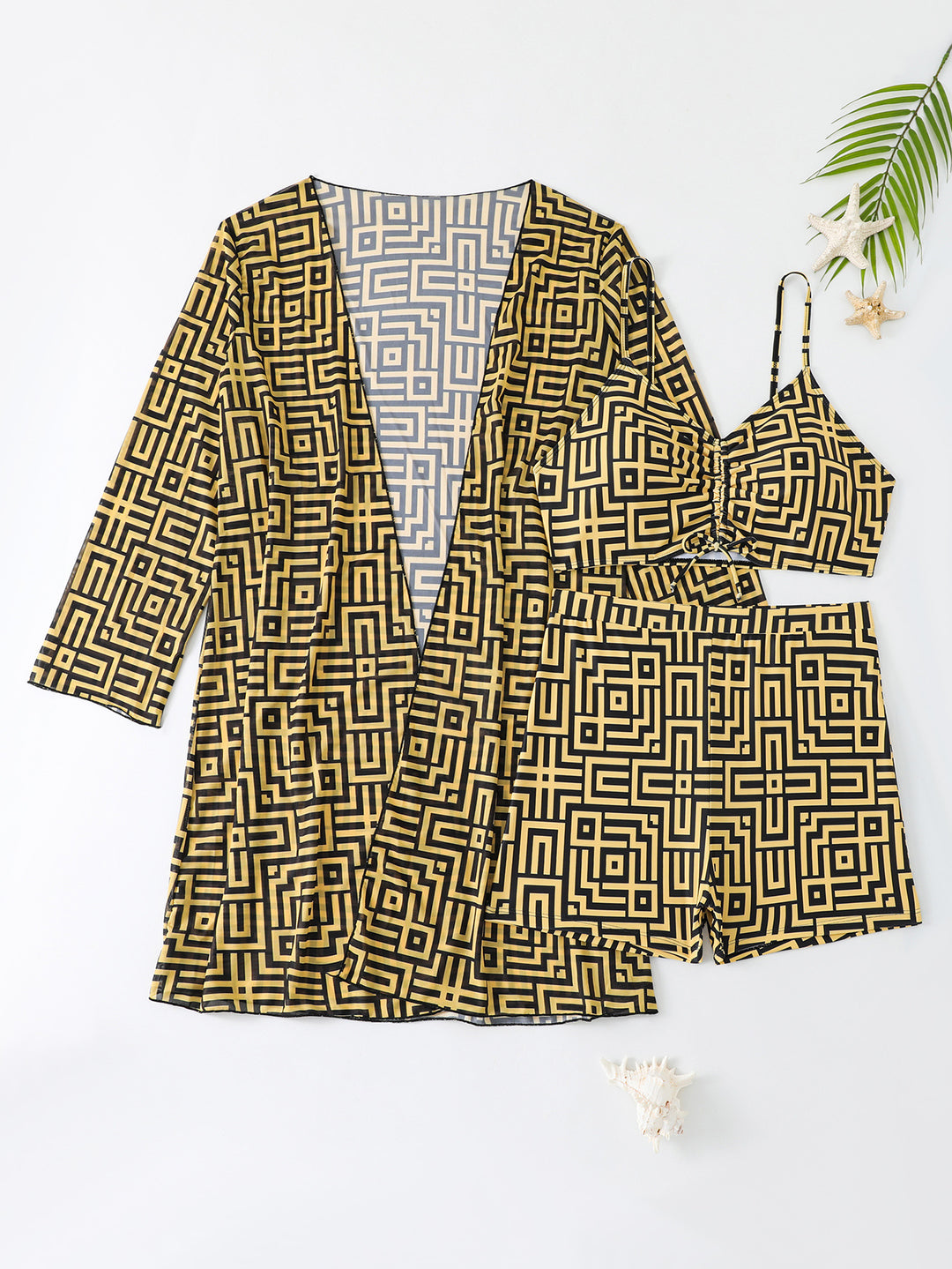 Damen Bademode-Set mit stylischem Kimono und Shorts Echo Archiv