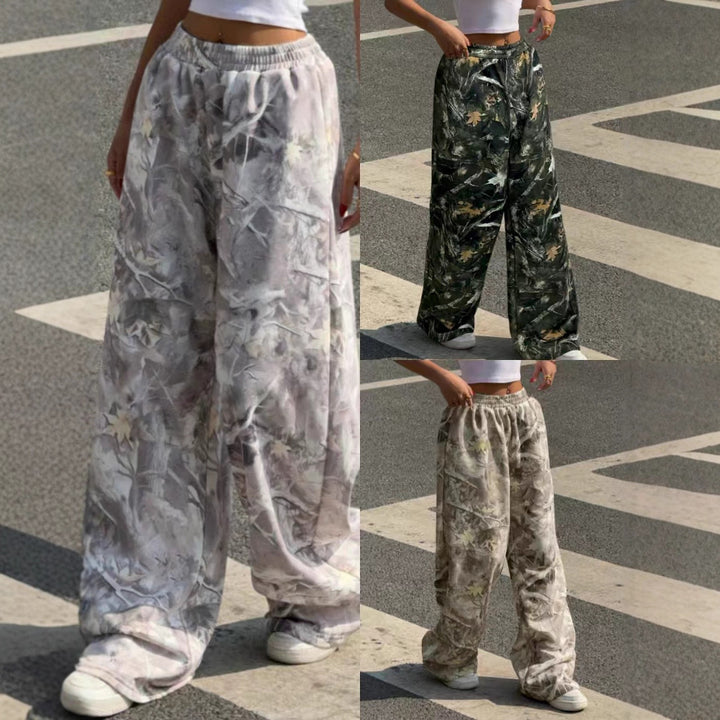 Damen nan weite Palazzo-Hose mit floralem Alloverprint und elastischem Bund Echo Archiv