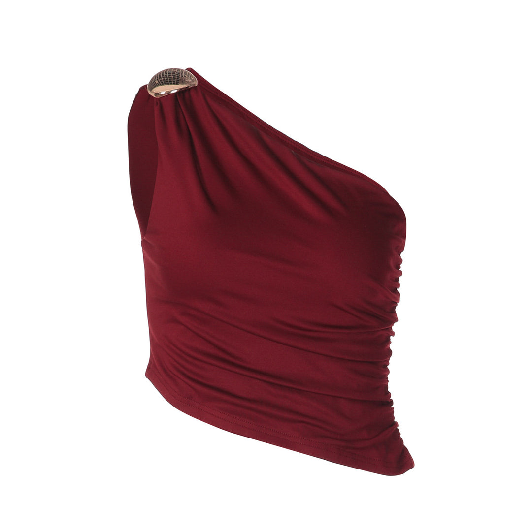 Damen Asymmetrisches Top mit Raffungen und dekorativem Schulterdetail Echo Archiv