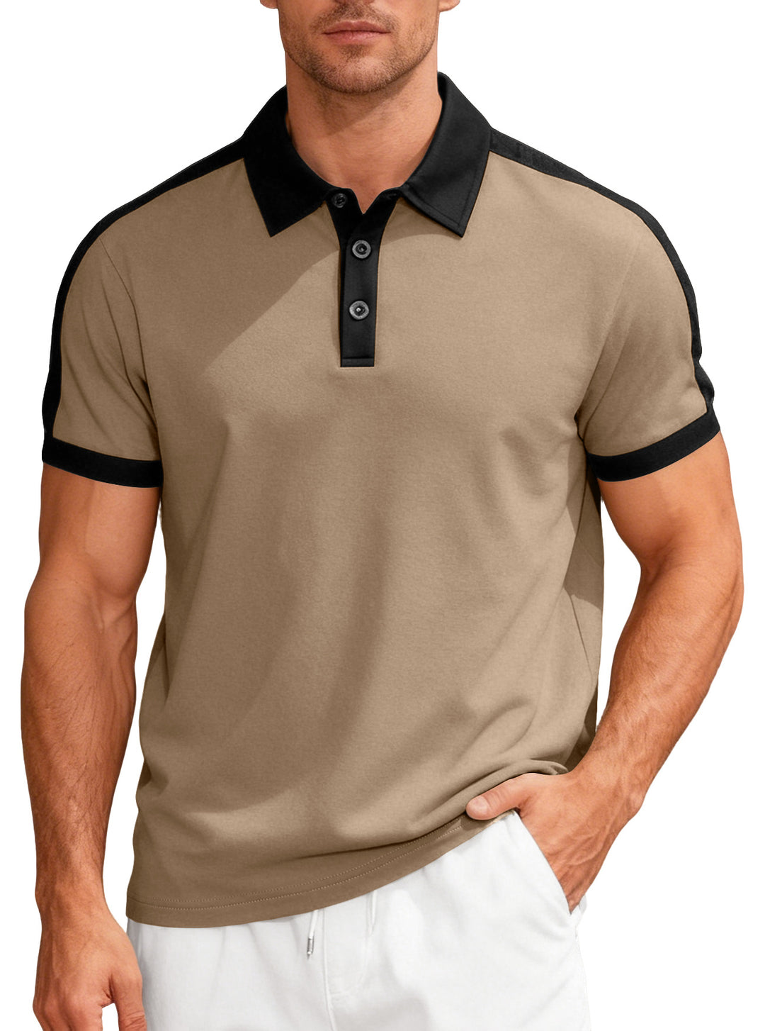 Herren nan Premium-Polo im Retro-Kontrastlook mit Hemdkragen und Dreiknopfleiste Echo Archiv
