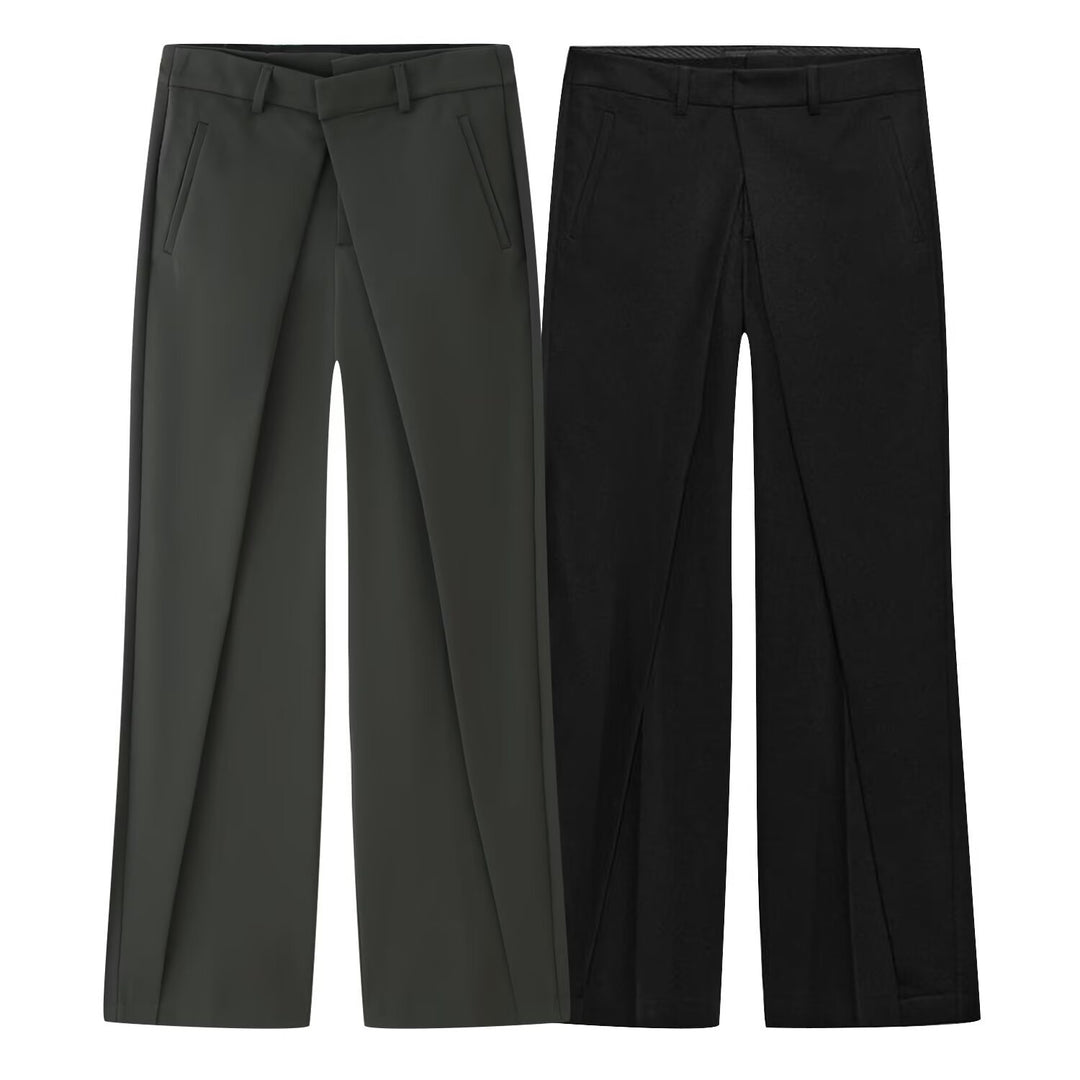 Damen Weit geschnittene Highwaist-Hose mit Vordernaht und langen Beinschlitzen Echo Archiv