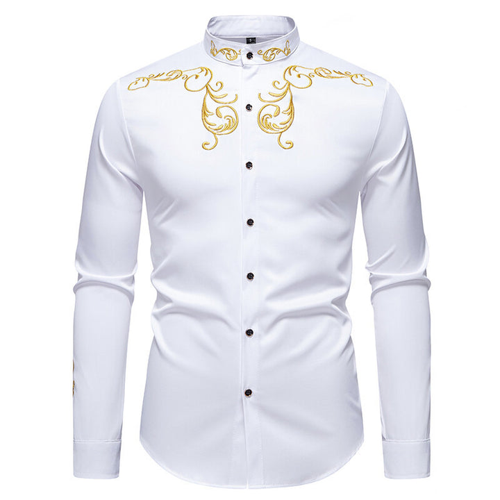 Herren Langarmshirt mit elegantem Stickereidesign Echoarchiv