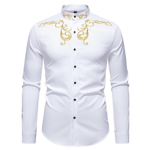 Herren Langarmshirt mit elegantem Stickereidesign Echoarchiv