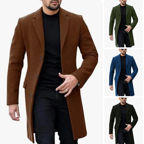 Herren eleganter Wollmantel mit modernem Schnitt und praktischen Taschen Echoarchiv