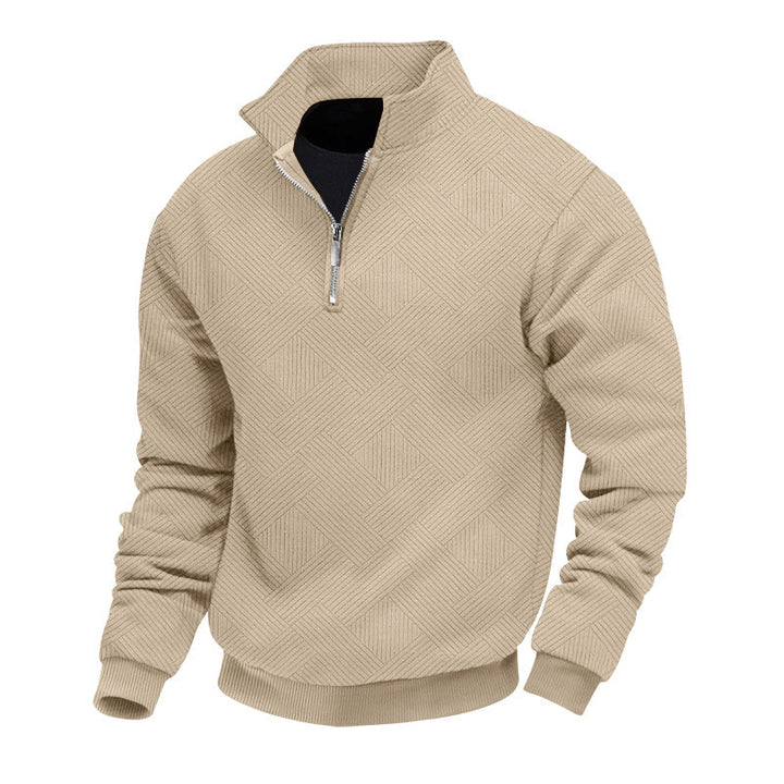 Herren hochwertiger Strickpullover mit Stehkragen und modischem Reißverschluss Echoarchiv