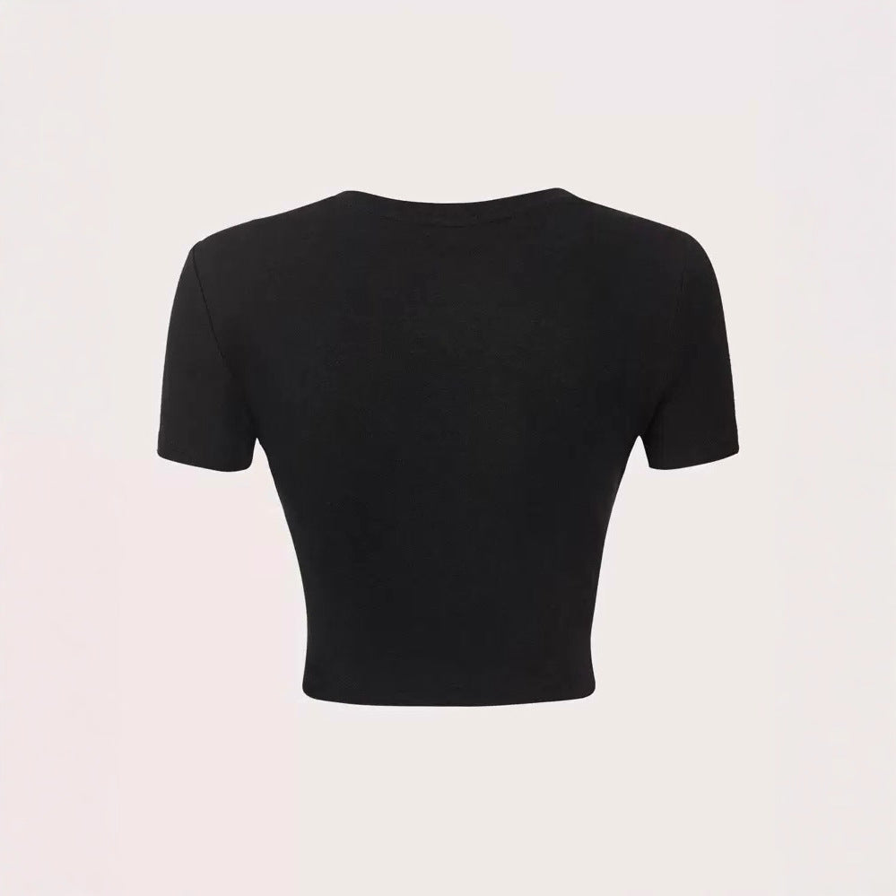 Damen Crop-Pullover mit kreativem Statementdruck Echo Archiv