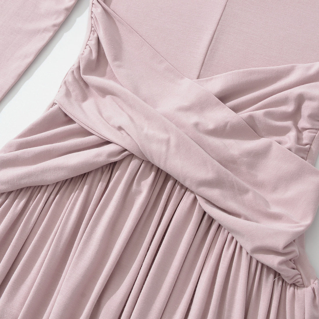 Damen V-Ausschnitt Maxi-Wickelkleid aus Jersey mit geraffter Taillenpartie Echoarchiv