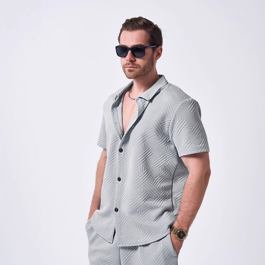 Herren Kurzarm-Hemd mit strukturiertem Design und modernen Akzenten Echoarchiv