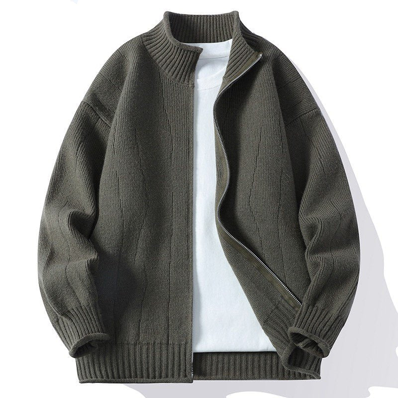 Herren Modische Strickjacke mit hochgeschlossenem Kragen und Reißverschluss Echoarchiv