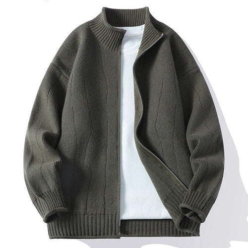 Herren Modische Strickjacke mit hochgeschlossenem Kragen und Reißverschluss Echoarchiv