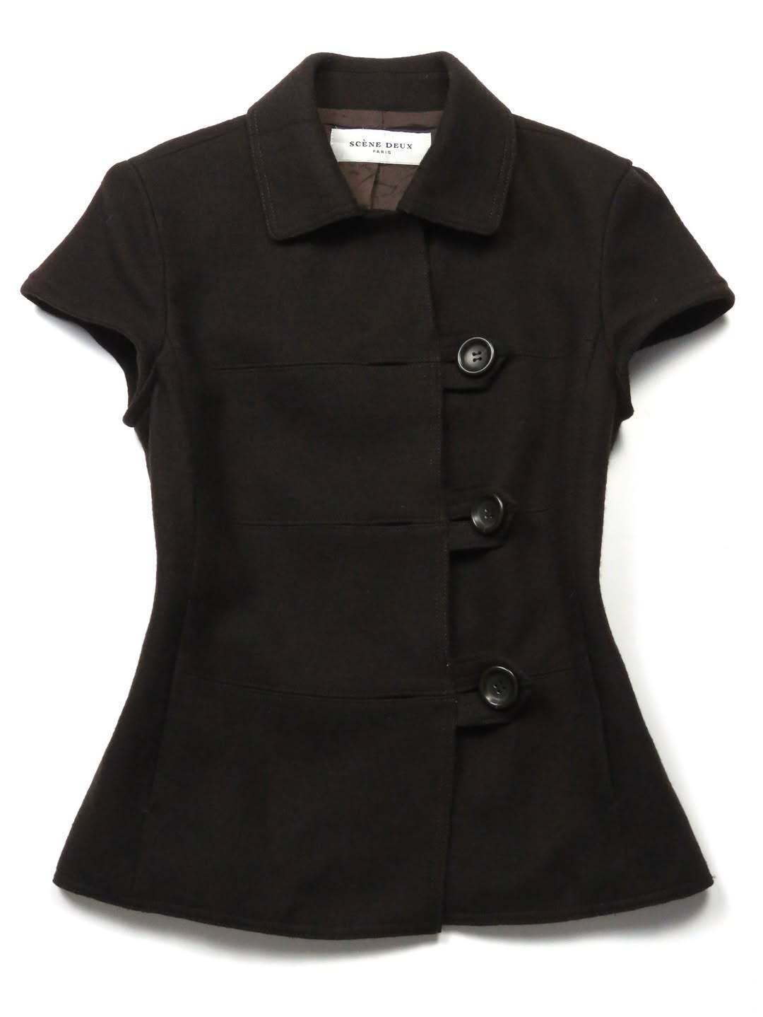 Damen Figurumspielende Kurzarmjacke mit Knopfdetails Echo Archiv