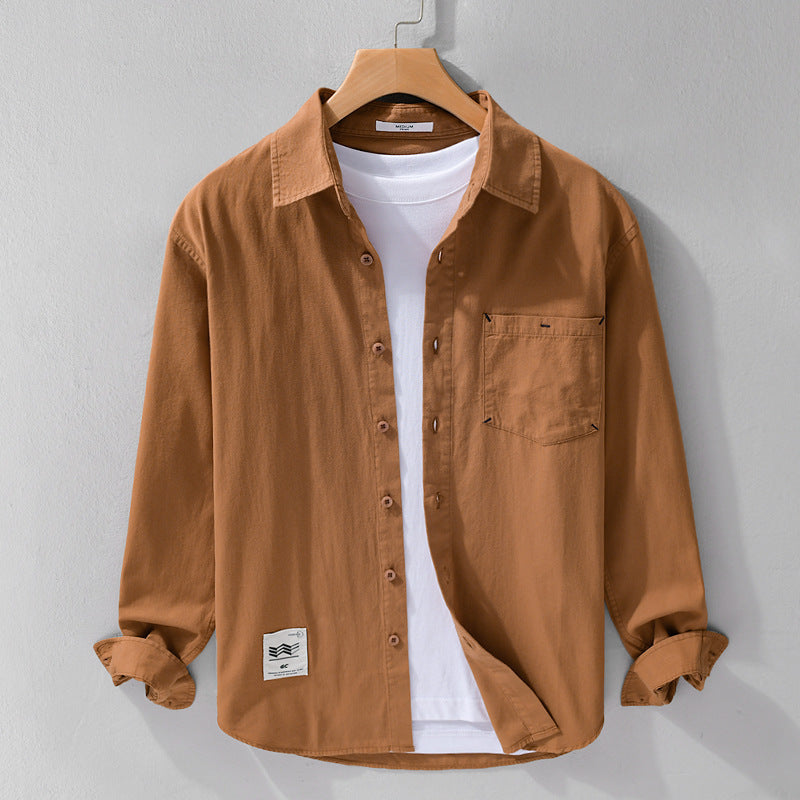 Herren Offenes Baumwoll-Overshirt im Layering-Look mit aufgesetzter Brusttasche Echoarchiv
